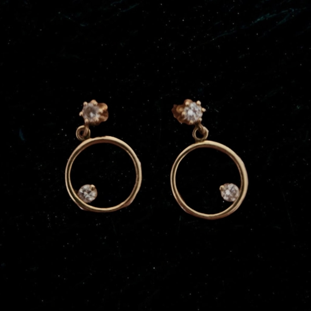 Classy Gold Circle Drop Earrings with Crystal Accents - Women's Jewelry